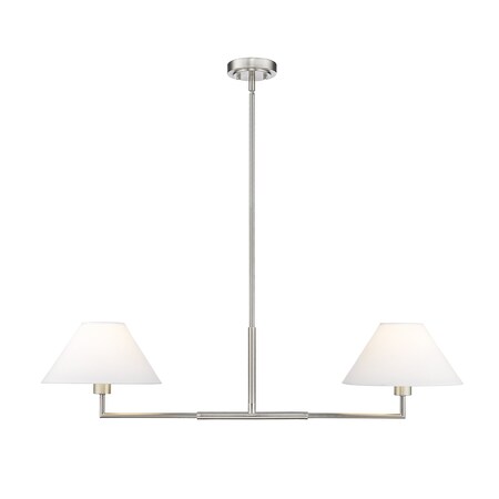 Z-Lite Leila Chandelier, 2-Light, 12 In.W x 42 In.L x 9.5 In.H, Brushed Nickel/White Linen 744-42L-BN